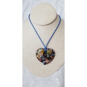 Millefiori 14" necklace w/2" extension heart  1.1573
